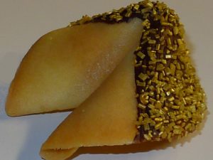 fortune cookie chocolate with gold crystals