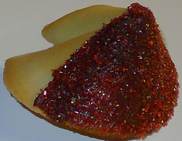 fortune cookie chocolate with red sanding sugar