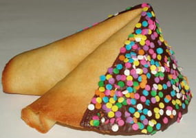fortune cookie chocolate with pastel confetti