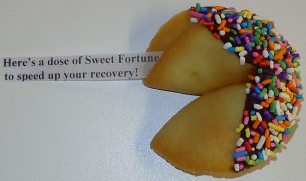 fortune cookie chocolate with multi color sprinkles