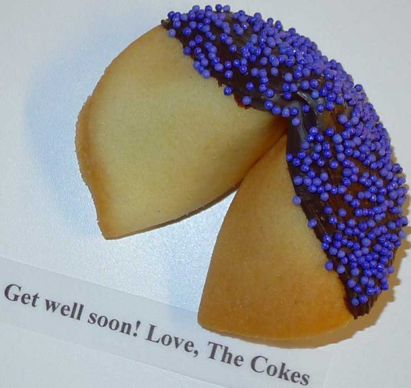 fortune cookie chocolate with purple nonpareils