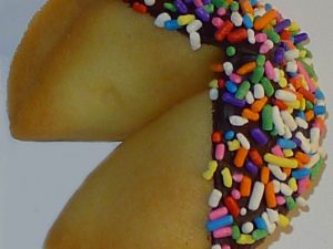 fortune cookie Chocolate with pastel sprinkles