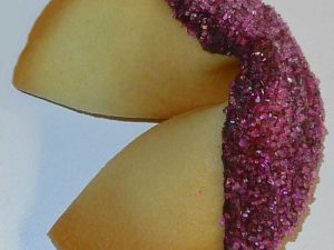 fortune cookie chocolate with pink sanding sugar