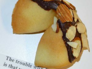 fortune cookie chocolate with almonds