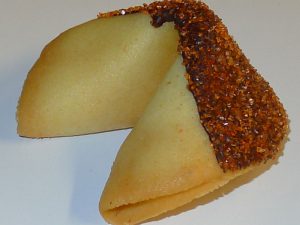 fortune cookie chocolate with orange sanding sugar