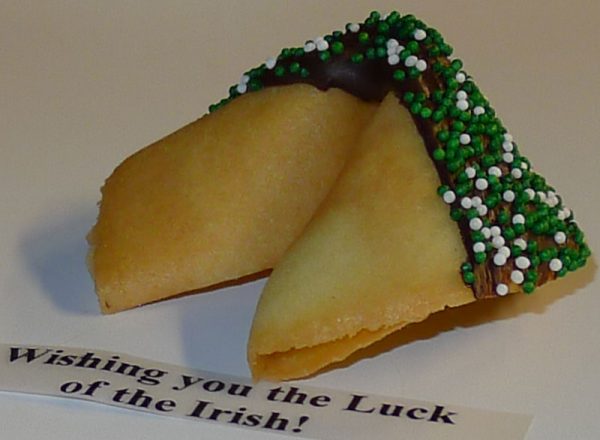 fortune cookie Chocolate with green & white sprinkles