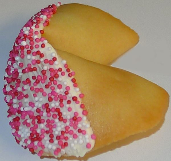 fortune cookie white with pink sprinkles