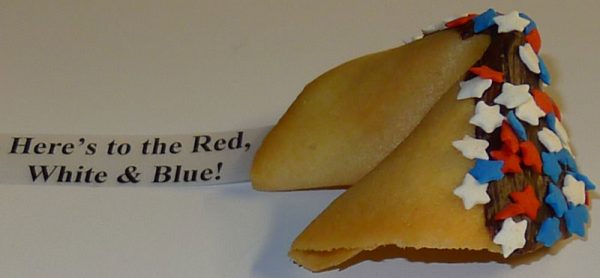 Fortune Cookie- red, white and blue
